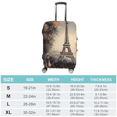 Romantic Paris Eiffel Tower Luggage Cover, Elastic Luggage Protector Fits 19-32in Suitcases, Washable & Anti-Scratch Suitcase Cover for Men Women M2
