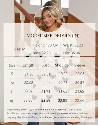 Image of Alsol Lamesa Women's Long Sleeve Heart Cardigan Sweaters V Neck Open Front Knit Coat