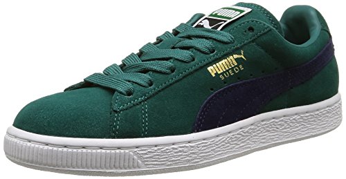 Image of PUMA Women's Classic+ Suede Low-Top Sneakers, Storm Peacoat White, 7.5 US