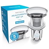 Bächlein Universal Ablaufgarnitur ohne Überlauf (Chrom) - Pop Up Ventil für Waschbecken und Waschtisch – Ablaufventil Abflussgarnitur aus Messing mit Einbauanleitung