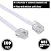 Ubramac 100Feet Long Telephone Extension Cord Phone Cable Line Wire, with Standard RJ11 Plug and 1 in-Line Couplers and 35Cable Clip Holders-White