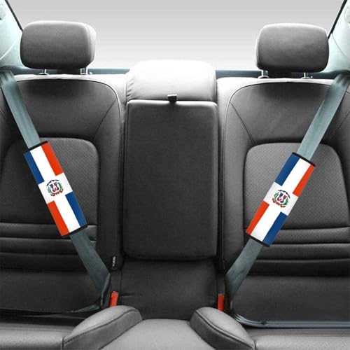 2-Pack Dominican Republic Flag Car Seat Belt Pads – Premium Soft Fabric, Comfortable and Supportive – Ideal for Cars, Trucks, SUVs – Show Your Dominican Pride