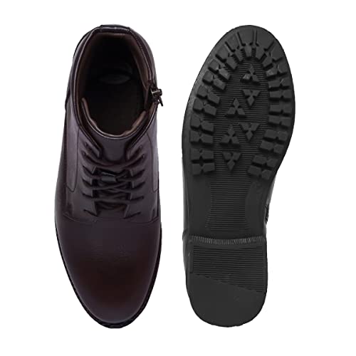 Image of Zoom Shoes Men's Genuine Leather Ankle Boots ZA-4692 Ideal For Office, Party & Travelling | Strong Grip With Shock Absorption Property & Memory Cushion Insole