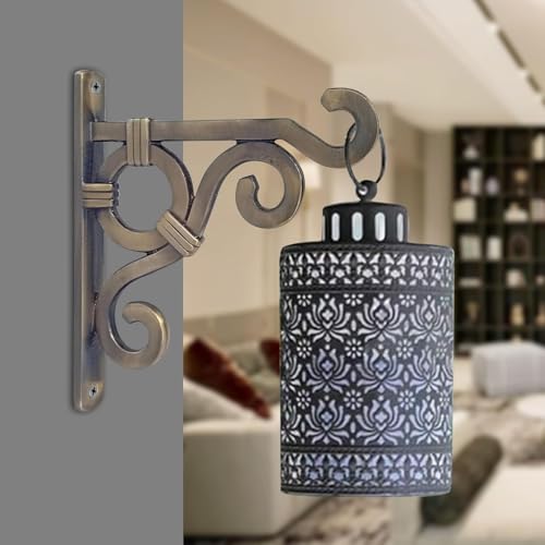 Image of Metal Wall Hook Hanging Plant Bracket | Decorative Straight Plant Hanger for Pots, Bird Feeders, Planters, Lanterns, Cotton, Wind Chimes Indoor Outdoor, (Brass Antique, Pack of 1)