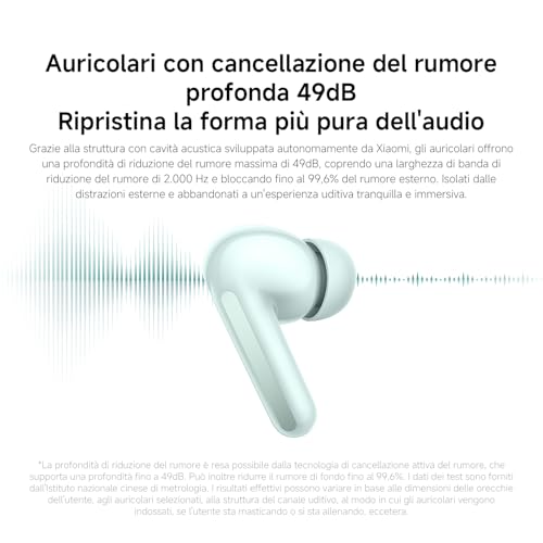Xiaomi Redmi Buds 6, Cuffie Bluetooth, Design a doppio Driver, Cancellazione attiva del rumore, Doppio Microfono con AI integrata, Batteria a lunga durata fino a 42 ore, Comandi Touch, Nero - 4