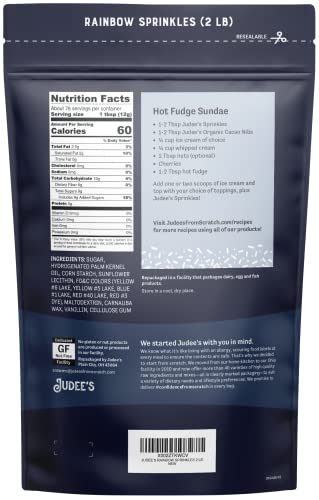 Judee's Rainbow Sprinkles 2 Lb - Gluten-Free And Nut-Free - Brighten Up Your Baked Goods - Great For Cookie And Cake Decoration - Use For Baking And As Dessert And Ice Cream Toppings #TOP1