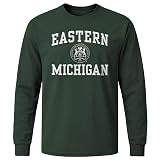 Barnesmith Eastern Michigan University Eagles Long Sleeve Adult Unisex T-Shirt, Heritage, Hunter Green, Small