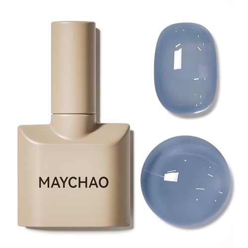 MAYCHAO 15ML Jelly Blue Nail Polish 1Pc Transparent Navy Blue Gel...