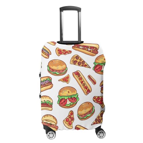 Fast Food Burger Hot Dog Pizza Travel Luggage Cover Suitcase Protector Anti-scratch Suitcase Cover Washable Baggage Covers S4