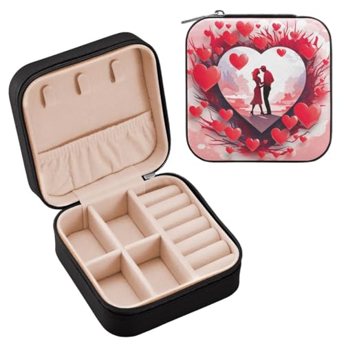 JUMBEAR Portagioie da viaggio per coppie di San Valentino, da donna, portagioie da viaggio, piccolo portagioie per collane, bracciali, orecchini