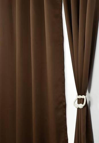Image of LaVichitra 2 Pieces Solid Premium Blackout Curtains - Thermal Insulated, 3 Layered, 100% Opaque Window - 4 feet, Brown