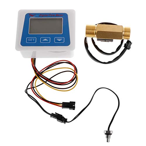Medidor de flujo digital Caudalímetro de agua Registro de tiempo de temperatura con sensor de flujo G1/2