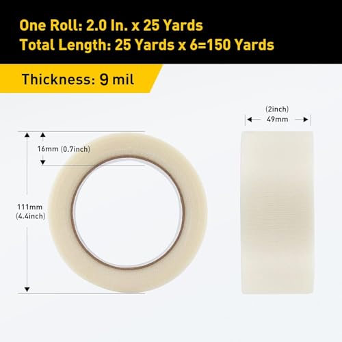 Lichamp 6 Rolls Clear Duct Tapes Heavy Duty, Waterproof No Residue Clear Duct Tape for Packaging Taping Sealing Repairing Tying, Thick & Wide Tape for DIY or Commercial Use, 2 Inches x 25 Yards by Lichamp - Image 7
