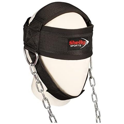 SHELLY Neck Harness for Weight Training Premium Neck Workout Builder Neck Exerciser Head Harness Injury Recovery with Adjustable Long Steel Chain and Strap Improve Muscle Strength Cover