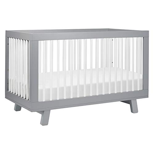 Babyletto Hudson 3-in-1 Convertible Baby Crib with Toddler Bed & Daybed Conversion - Strong, Durable & Easy to Assemble - GREENGUARD Gold Certified w/ 4 Adjustable Mattress Heights - Grey and White