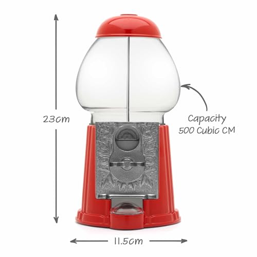 CKB LTD Gumball Machine Retro Sweet Dispenser Storage Piggy Bank Money Box Coin Operated Saver H23cm (Small Size 23 x 12.5 x 11.5cm) (Red)