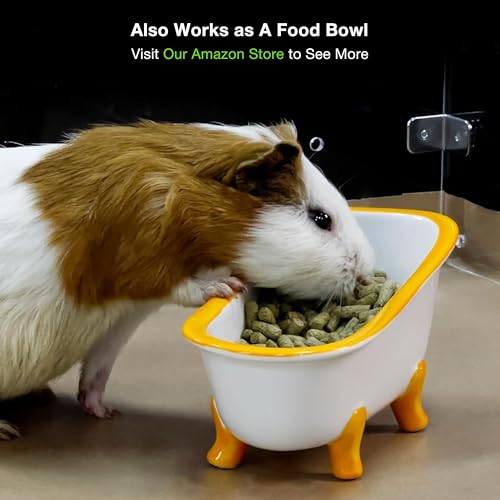 Image of GuineaLoft Small Pet Bathtub - Generously-Sized Ceramic Bathtub for Birds' Water Baths or Hamsters' Sand Baths, Also Works as a Food Bowl - Visit the GuineaLoft Store for More