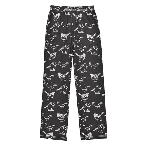 Retro Bird Boys Long Pants Soft Trousers Elastic Waist Kids Lounge Bottoms with Pockets S-XL
