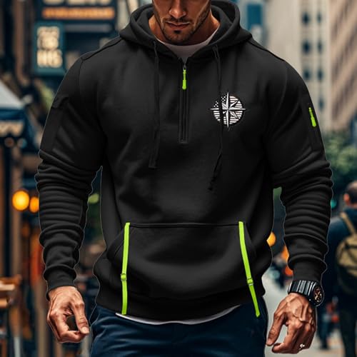 Mens Quarter Zip Hoodie Drawstring Fashion Comfort Hooded Sweatshirt with Pockets Work Slim Fit Long Sleeve Pullover2