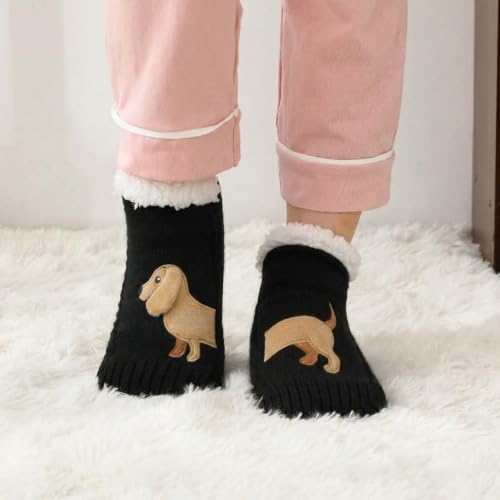 Image of ZYZX Cute Dog Slipper Socks for Women with Grips,Fuzzy Socks Indoor