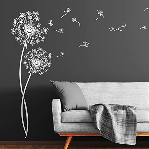 Wandtattoo Pusteblume Schwarz – 50x40 Cm, Vinyl-Aufkleber, Leicht Zu Entfernen, Für Wohnzimmer & Schlafzimmer
