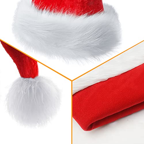 Image of BSVI Christmas Hat, Santa Hat for Adult /Kids /Baby Red Velvet Double Extra Thicken Unisex Xmas Hats for New Year Holiday Party