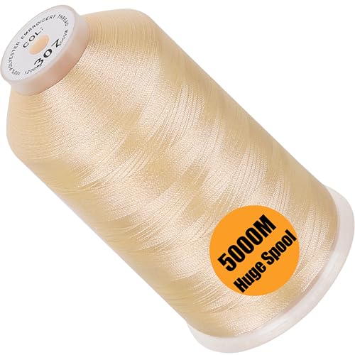 Image of New brothread - Single Huge Spool 5000M Each Polyester Embroidery Machine Thread 40WT for Commercial and Domestic Machines - Linen