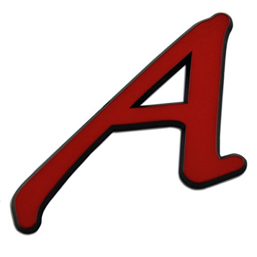 Image of Scarlet A for Atheist Red Plastic Auto Emblem - [Red][2 3 /4'' x 3 1 /2'']