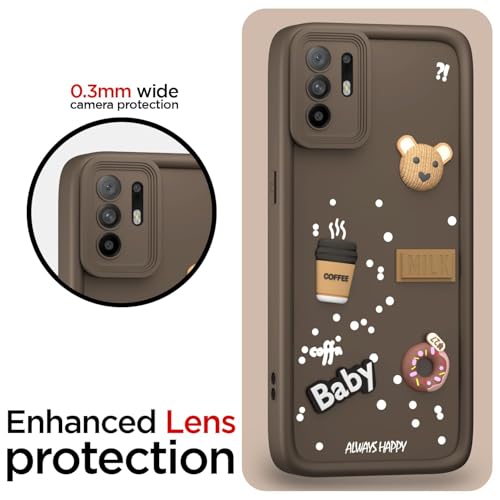 Image of Bintage Ball Bear| Donut| Milk Cake| Baby| Coffee Rubber Case Camera Protection Back Cover Compatible for Oppo F19 Pro+ 5G - Brown
