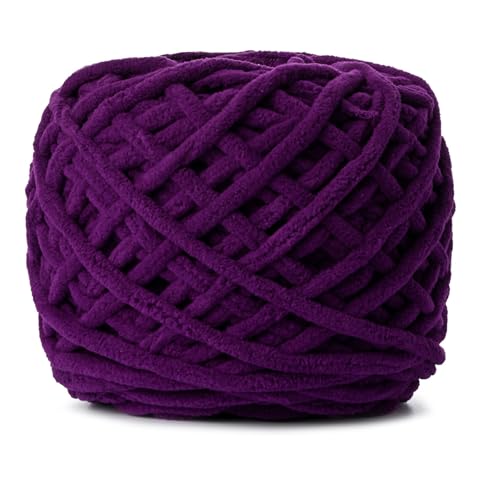 Image of Fluffy Chenille Chunky Yarn for Crocheting 100g(65.6yd) - Baby Yarn for Crocheting Soft - Velvet Yarns for Crochet Blanket - Amigurumi Crochet Yarns (Deep Purple)