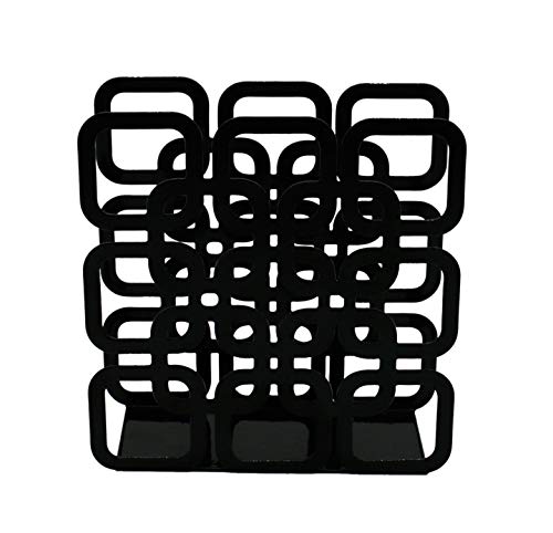 Metal Square Shape Tabletop Napkin Holder, Freestanding Tissue Dispenser (Black) - Thumbnail 4