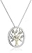Sterling Silver and 14k Yellow Gold Diamond Accent Family Tree Pendant Necklace, 18"