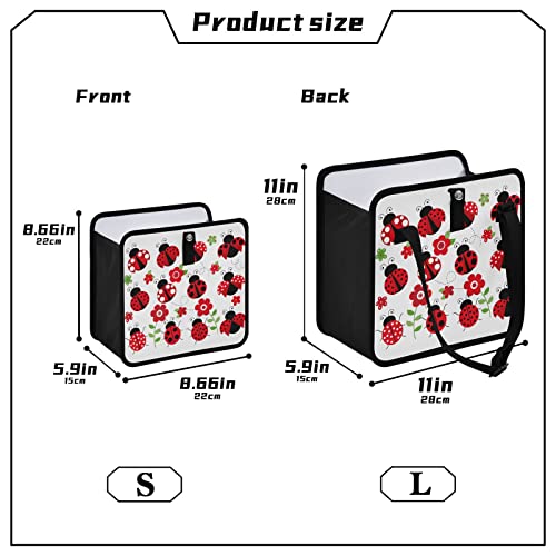 Image of Ladybugs Red Scarab Flower Car Trash Can Foldable Hanging Car Trash Bag Bin Auto Garbage Can Leak-Proof Car Organizer(Large)