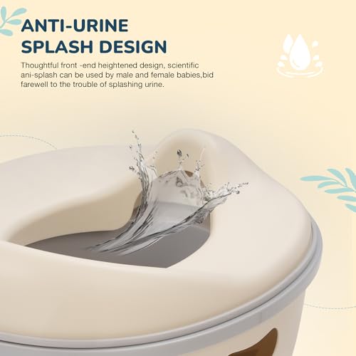 Image of Baybee 3 IN 1 Baby Potty Seat for Kids with Step Stool | Portable Potty Training Seat with Removable Tray & Non Skid Base | Baby Western Toilet Seat | Baby Toilet Chair for Kids 1 to 5 Years (Beige)