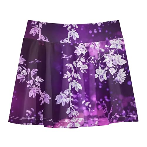 Tennis Skirts for Kids Bloom Floral Purple Athletic Shorts Girls Skorts Neon Pleated Skort 4t