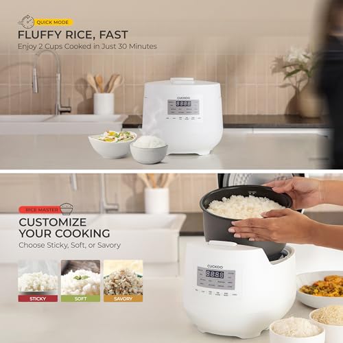 Image of 6-Cup / 1.5 Qt. (Uncooked) Micom Rice Cooker and Warmer, Steamer basket, 11 Operating Modes: White Rice, Brown Rice & More, Nonstick Inner Pot, Made in Korea, Small Rice Cooker, Multi Cooker, CR-0641F