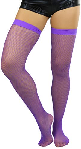 Image of ToBeInStyle Women's Fine Classic Fishnet Thigh High Stretch Nylon Novelty Stockings
