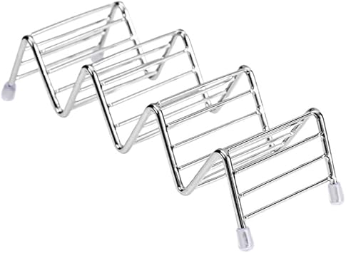 Jilukibo Stainless Steel Taco Holder Stand for 3-4 Tacos Each, Wider Metal Tortilla Tray Holder Rack for Serving Tacos