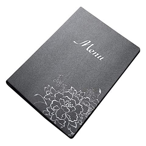 30pcs pack Menu covers 8.5X11 inch with logo Making, Contains 5 transparent pockets, Gift 10 sheets printing paper (Pearl black, 8.5X11 inch) Cover