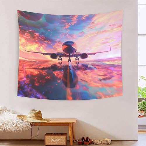 Couverture murale 3D passagers avion en polyester doux pour deco chambre