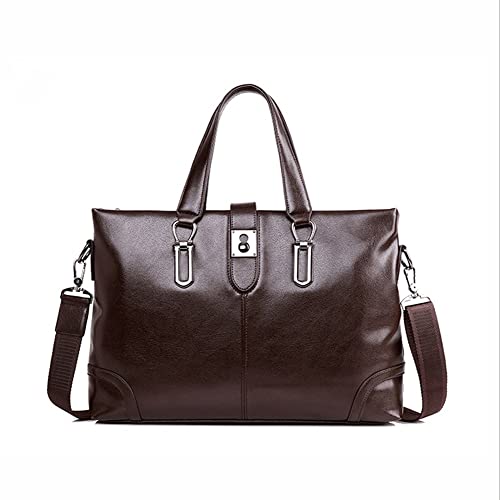 Messenger Bag, Business Bag Men's Briefcase Leather Shoulder Bag Briefcases Male Laptop Handbags Messenger Bags (Color : Brown, Size : 38 * 6 * 28cm)