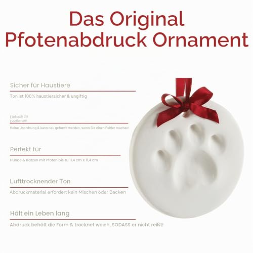 Pearhead Haustierpfotenabdruck, rund, weiß, DIY-Kit, Weihnachten