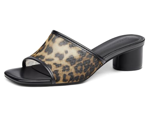 Image of Coutgo Women's Square Open Toe Chunky Heel Slide Sandals