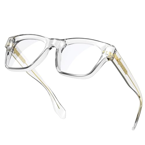 Image of VISOONE Square Blue Light Blocking Glasses TR90 Clear Lens for Women Men BONA