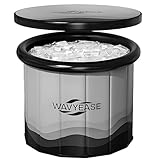 WAVYEASE® Upgraded Portable Cold Plunge Tub for Athletes & Adults | 100 GAL Foldable Ice Bath with Insulative Cover | Instant Setup for Indoor & Outdoor Recovery (Gray)