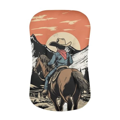 Image of ZOUTAIRONG Bassinet Sheet Set Snug Fitted Cradle Fitted Sheets for Bassinet Pads /Mattress for Boys Girls Unisex Ultra Soft Breathable, Western Cowboy Print