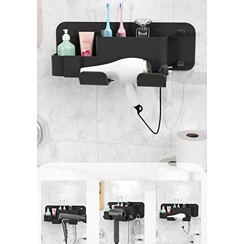 Hopbucan 1Set Silicone Hair Dryer Storage Rack Bathroom Hair Dryer Hair Dryer Holders Black - Image 2