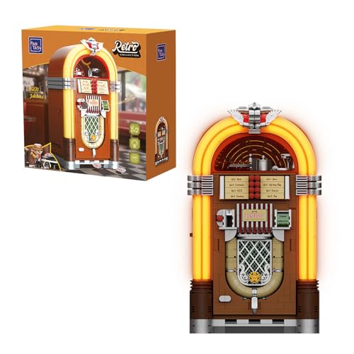 PANTASY Retro-Jukebox-Bauset mit Münz- & Soundfunktion, Mechanisches Musikbox-Modell mit Acryl-Schallplatten, Aufnahmestudio & Minifigur, Sammler-Bauset als Geschenk für Erwachsene und Teenager PANTASY Retro-Jukebox-Bauset mit Münz- & Soundfunktion, Mechanisches Musikbox-Modell mit Acryl-Schallplatten, Aufnahmestudio & Minifigur, Sammler-Bauset als Geschenk für Erwachsene und Teenager
