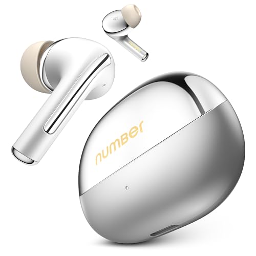 Image of Number Navo Buds X3 w / 50H Playtime, Dual Pairing, 13mm Speakers, ENC, 45ms Low Latency Bluetooth (Platinum Gold)