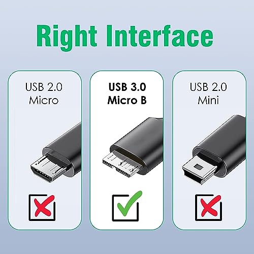 Image of NISHTECH High Speed Data Sync USB 3.0 Type A Male to Micro B Cord for Wd /Seagate /Toshiba /Samsung /Hitachi, Etc External Hard Disk /Drives Cables (Black) (1.5Ft)